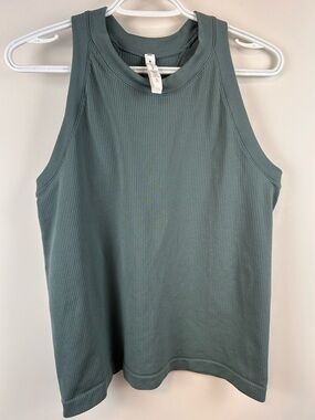 Athleta Renew Ribbed Racerback Tank Top XL Green Performance Workout Athletic